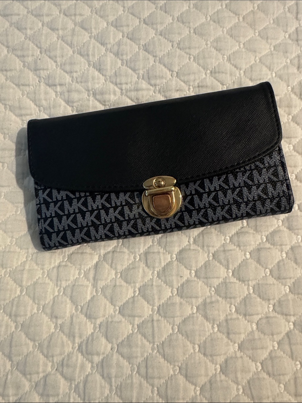 Michael Kors Black Logo MK Continental Clasp Wallet